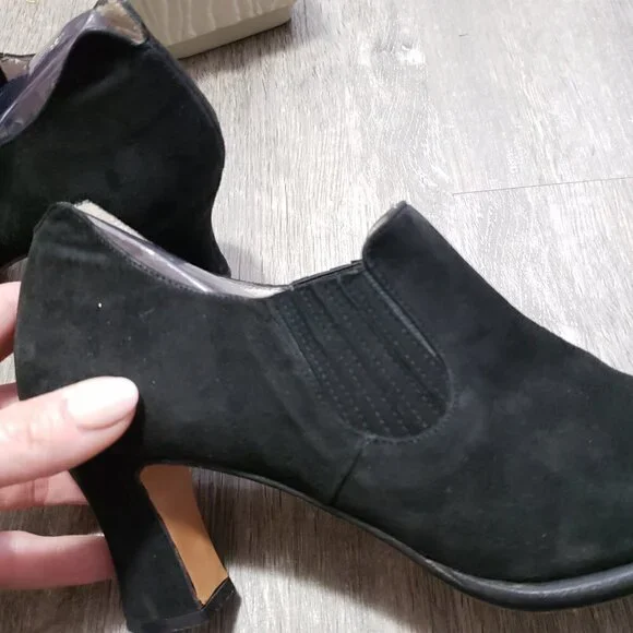 Ingledews * Vintage Black Suede Ankle Shoe Sz 7.5 - Picture 9 of 12